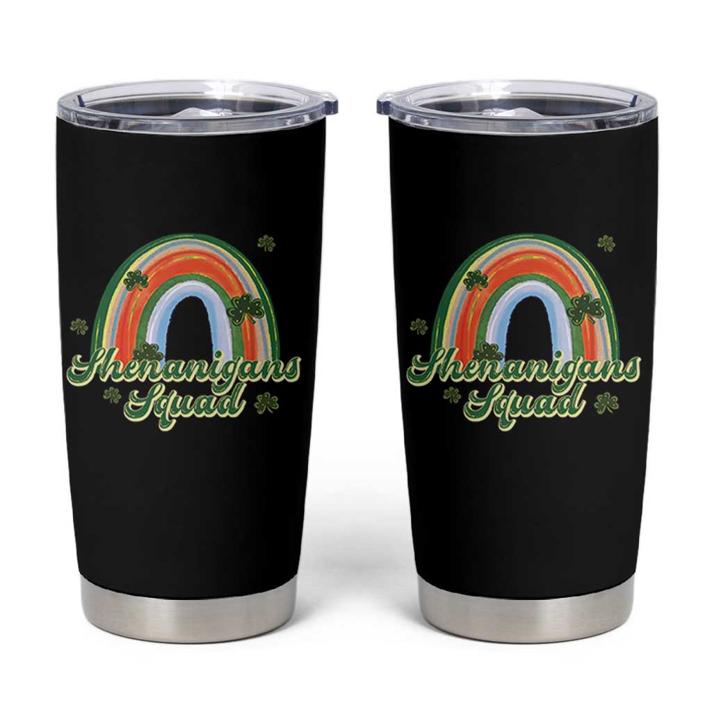 Funny St Patrick's Day Shenanigans Squad Tumbler Cup Rainbow Shamrock