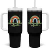 Funny St Patrick's Day Shenanigans Squad Tumbler With Handle Rainbow Shamrock