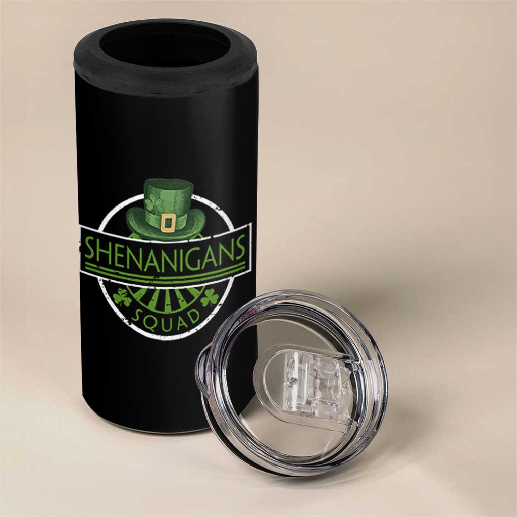 Funny St Patrick's Day Shenanigans Squad 4 in 1 Can Cooler Tumbler Shamrock