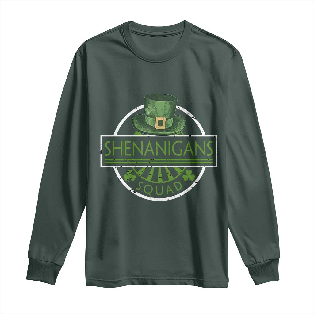 Funny St Patrick's Day Shenanigans Squad Long Sleeve Shirt Shamrock