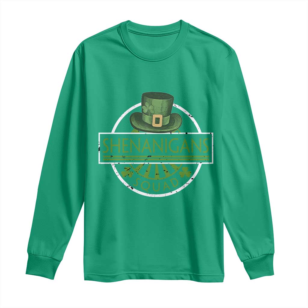 Funny St Patrick's Day Shenanigans Squad Long Sleeve Shirt Shamrock