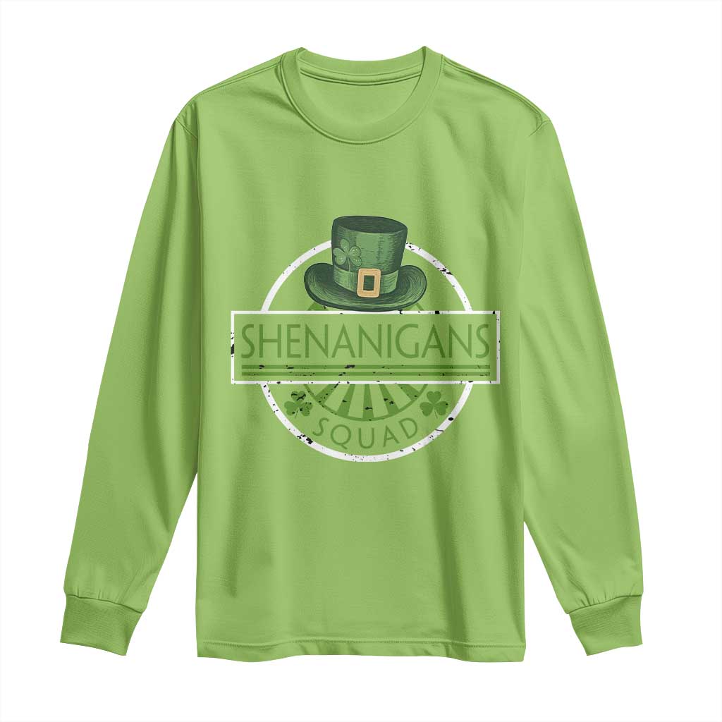Funny St Patrick's Day Shenanigans Squad Long Sleeve Shirt Shamrock