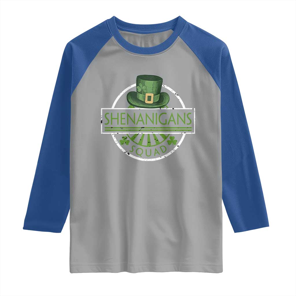 Funny St Patrick's Day Shenanigans Squad Raglan Shirt Shamrock