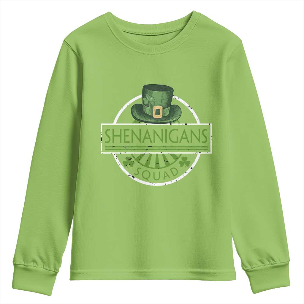 Funny St Patrick's Day Shenanigans Squad Youth Sweatshirt Shamrock