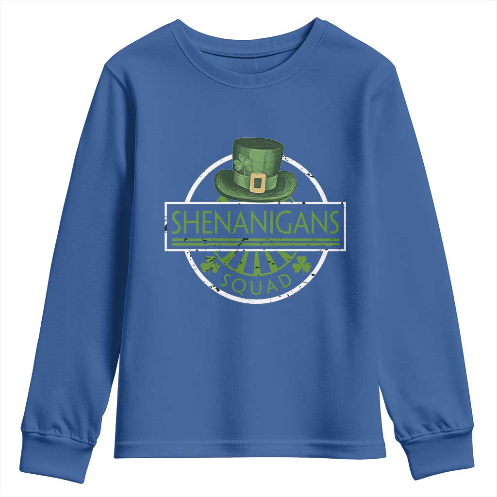 Funny St Patrick's Day Shenanigans Squad Youth Sweatshirt Shamrock
