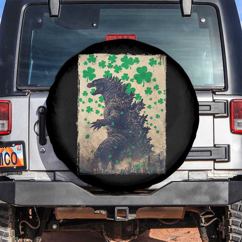 Funny St Patrick's Day Japanese Giant Monster Spare Tire Cover Vintage Shamrock