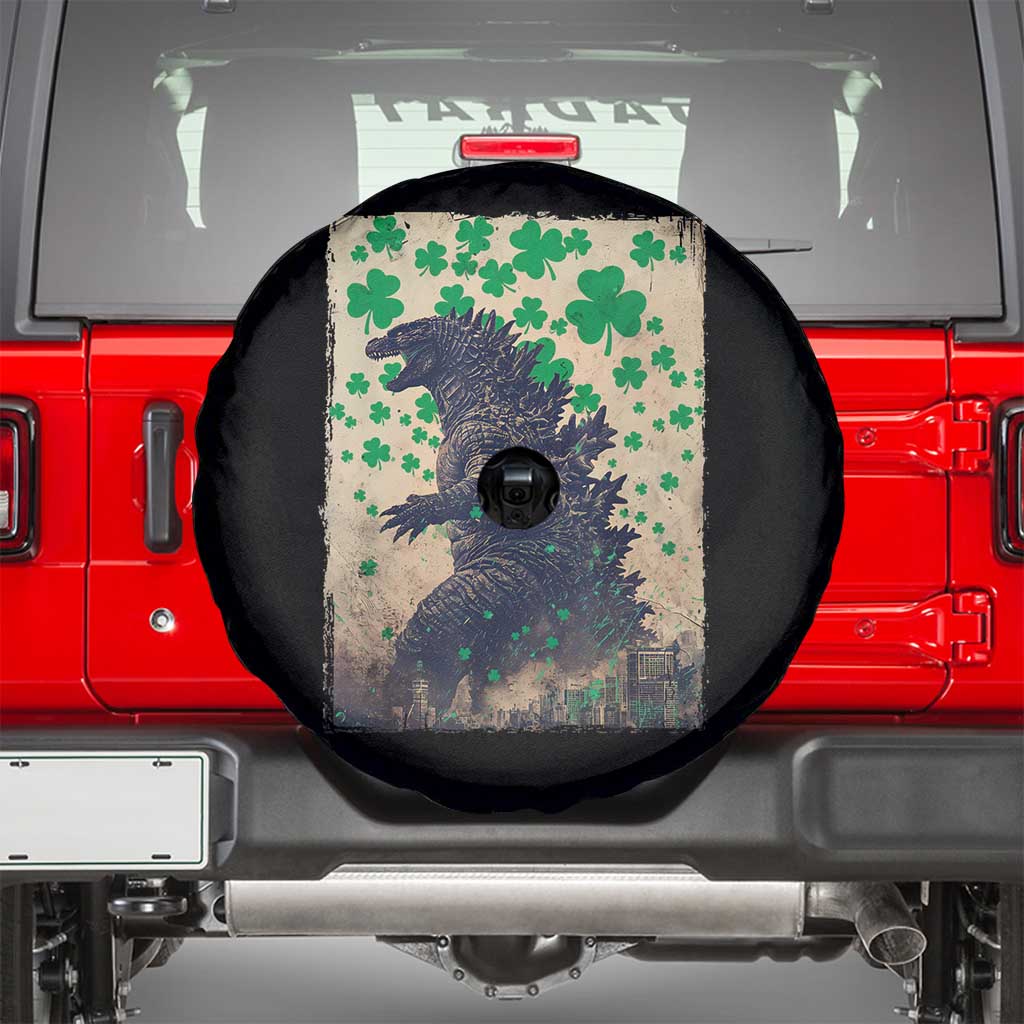 Funny St Patrick's Day Japanese Giant Monster Spare Tire Cover Vintage Shamrock