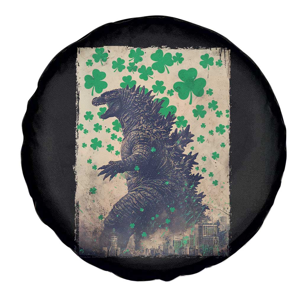 Funny St Patrick's Day Japanese Giant Monster Spare Tire Cover Vintage Shamrock