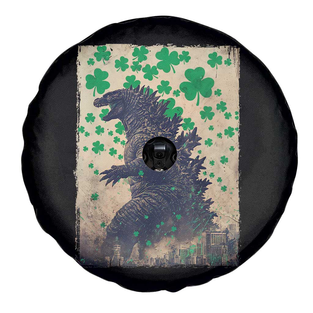 Funny St Patrick's Day Japanese Giant Monster Spare Tire Cover Vintage Shamrock