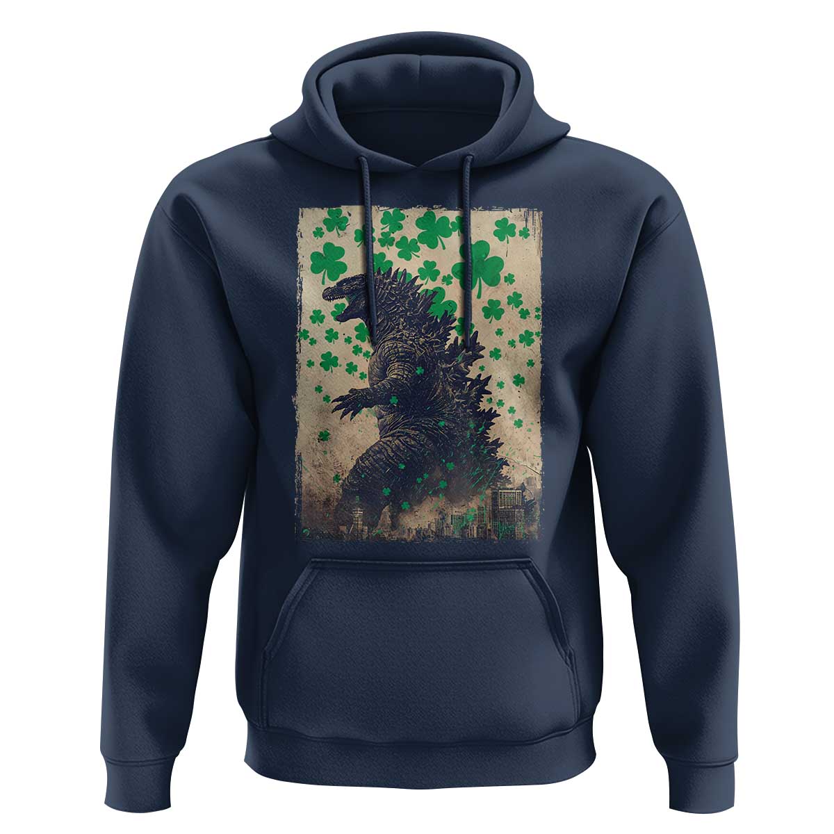 Funny St Patrick's Day Japanese Giant Monster Hoodie Vintage Shamrock