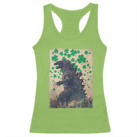 Funny St Patrick's Day Japanese Giant Monster Racerback Tank Top Vintage Shamrock