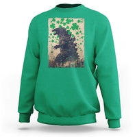 Funny St Patrick's Day Japanese Giant Monster Sweatshirt Vintage Shamrock