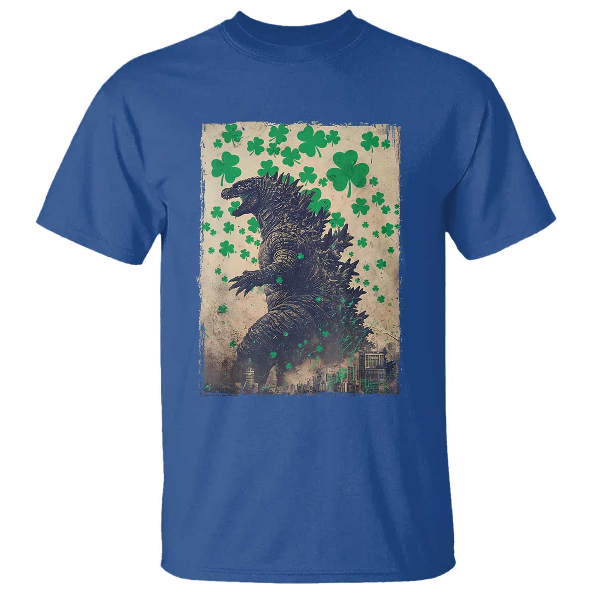 Funny St Patrick's Day Japanese Giant Monster T Shirt Vintage Shamrock