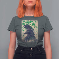Funny St Patrick's Day Japanese Giant Monster T Shirt For Women Vintage Shamrock