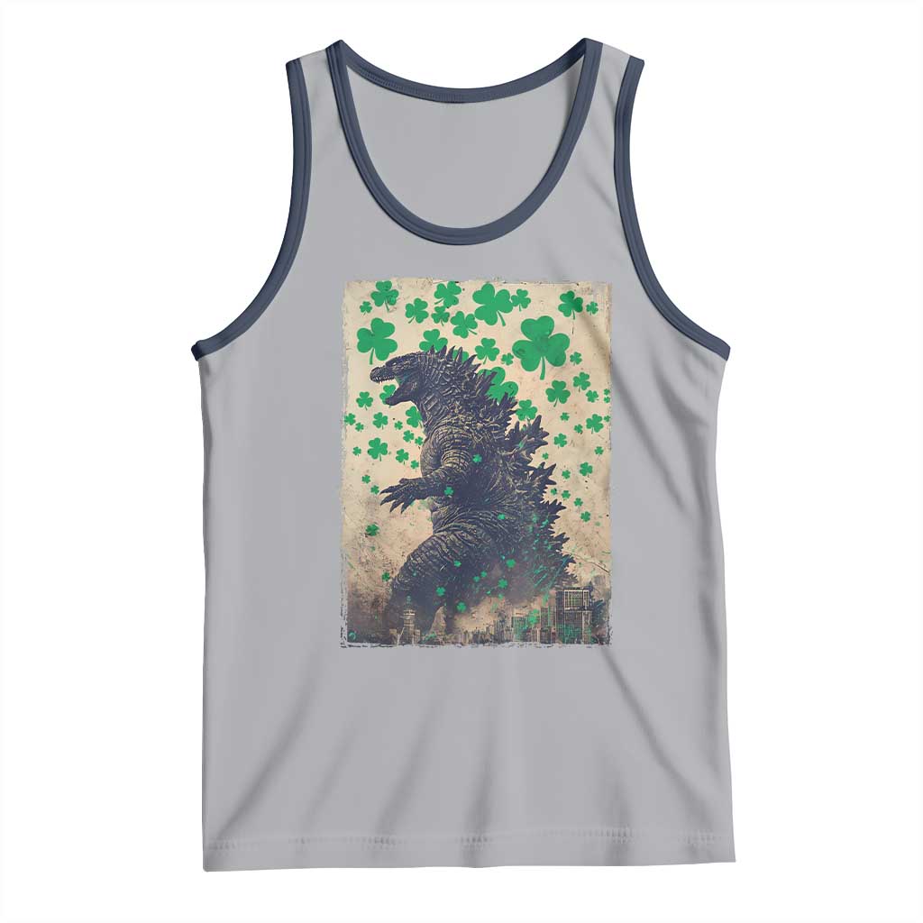 Funny St Patrick's Day Japanese Giant Monster Tank Top Vintage Shamrock