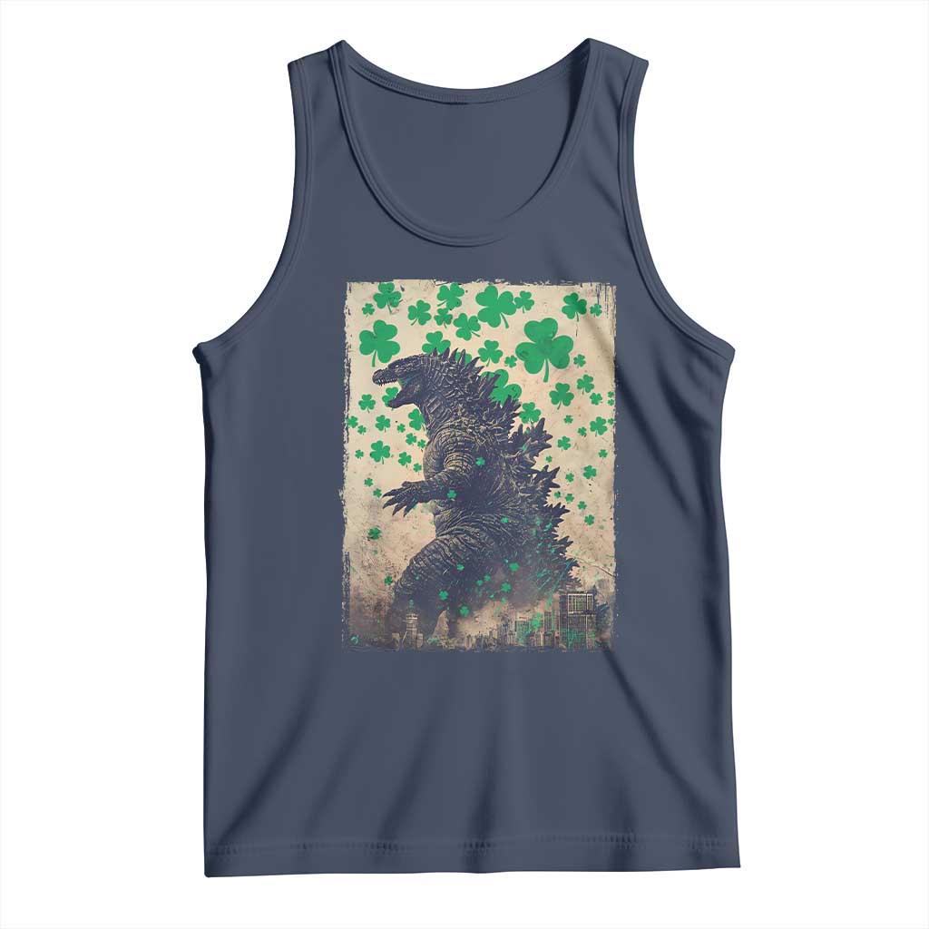 Funny St Patrick's Day Japanese Giant Monster Tank Top Vintage Shamrock