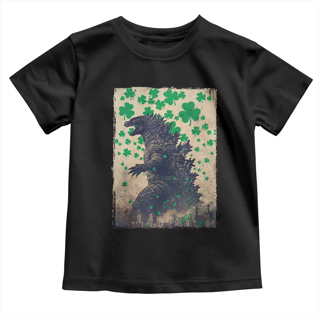 Funny St Patrick's Day Japanese Giant Monster Toddler T Shirt Vintage Shamrock
