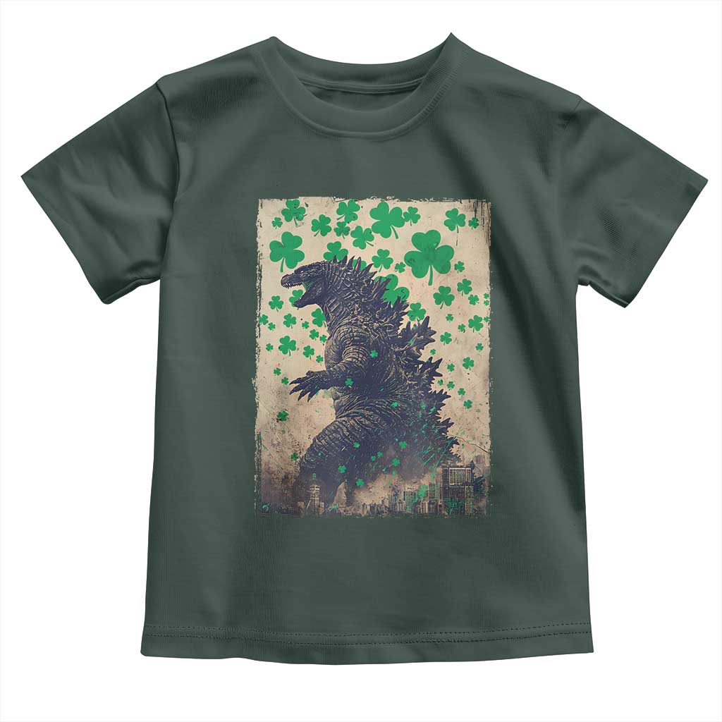 Funny St Patrick's Day Japanese Giant Monster Toddler T Shirt Vintage Shamrock