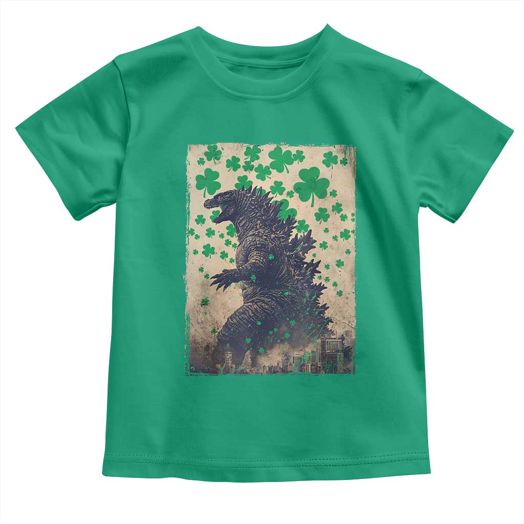 Funny St Patrick's Day Japanese Giant Monster Toddler T Shirt Vintage Shamrock