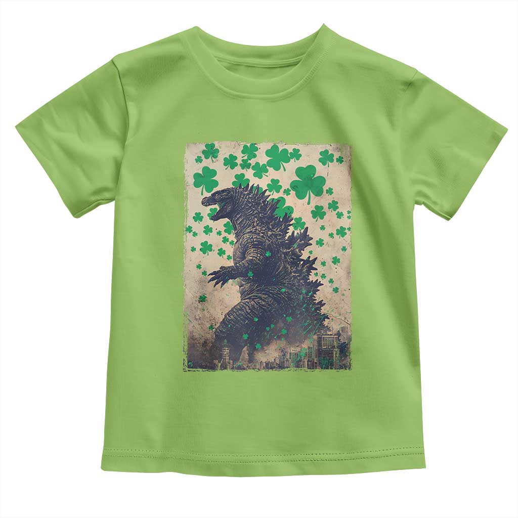 Funny St Patrick's Day Japanese Giant Monster Toddler T Shirt Vintage Shamrock