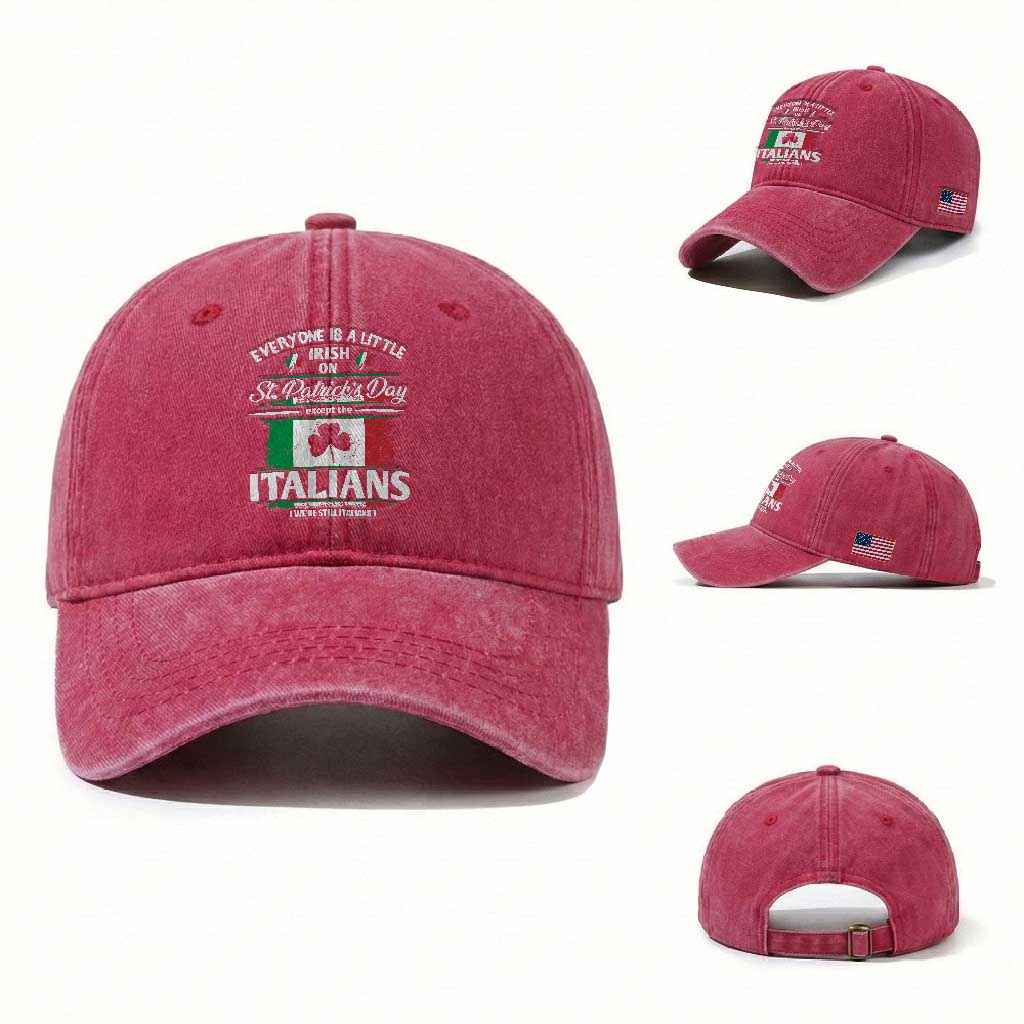 Funny St Patrick's Day Italian Washed Cotton Baseball Cap Everyone Is A Little Irish On St Patrick's Day
