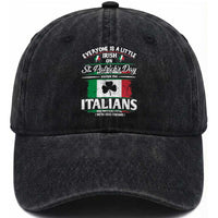Funny St Patrick's Day Italian Washed Cotton Baseball Cap Everyone Is A Little Irish On St Patrick's Day