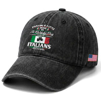 Funny St Patrick's Day Italian Washed Cotton Baseball Cap Everyone Is A Little Irish On St Patrick's Day