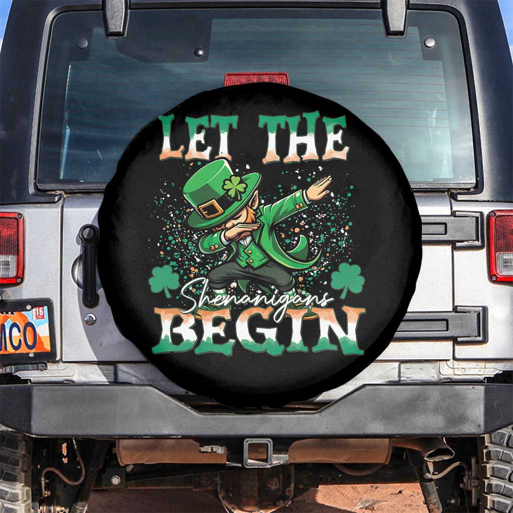Funny Let The Shenanigans Begin Spare Tire Cover Dabbing Leprechaun St Patrick's Day