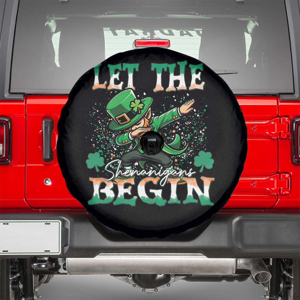 Funny Let The Shenanigans Begin Spare Tire Cover Dabbing Leprechaun St Patrick's Day