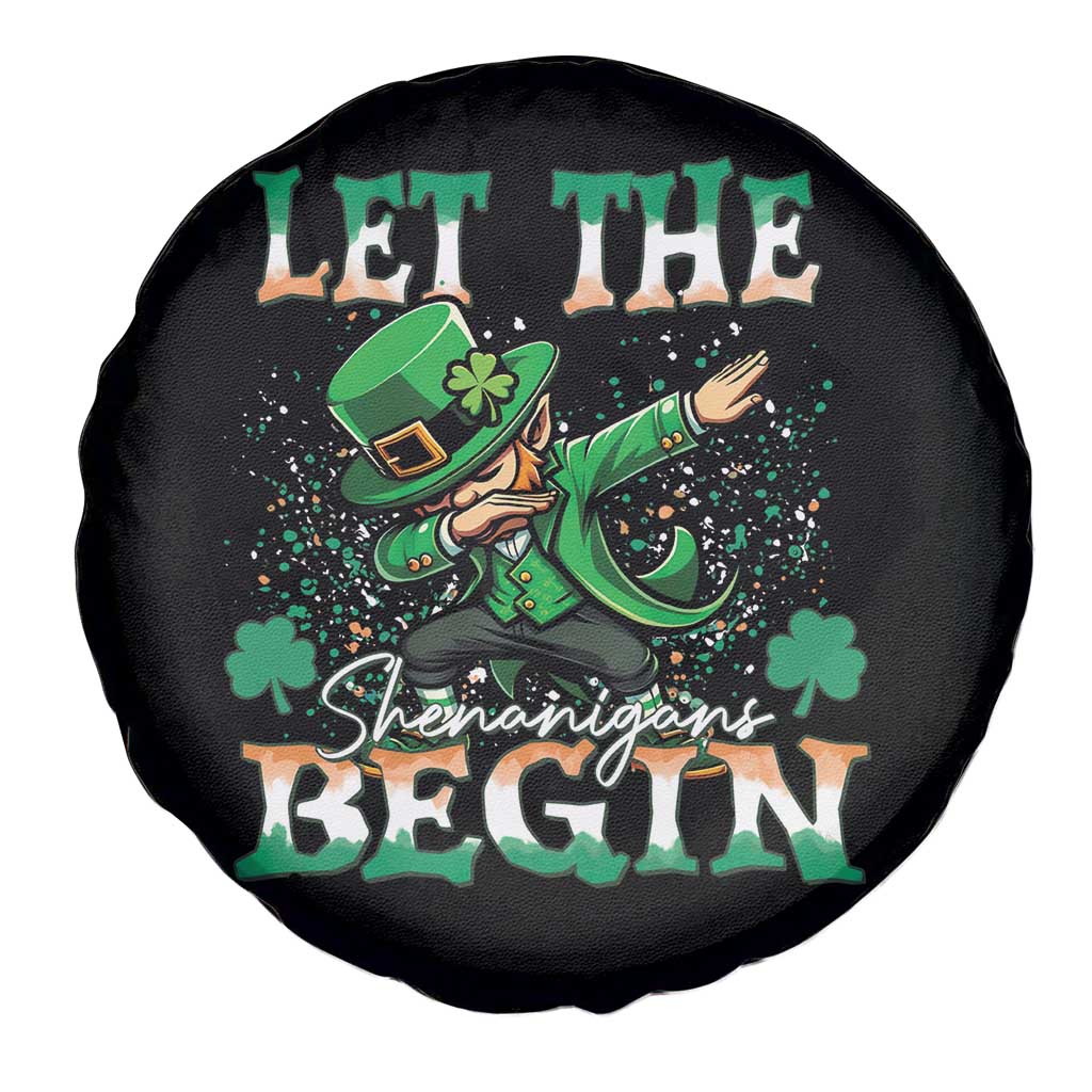 Funny Let The Shenanigans Begin Spare Tire Cover Dabbing Leprechaun St Patrick's Day