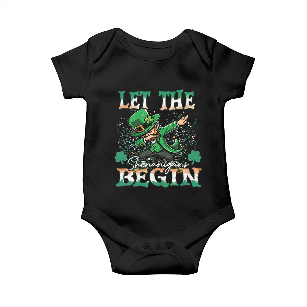 Funny Let The Shenanigans Begin Baby Onesie Dabbing Leprechaun St Patrick's Day