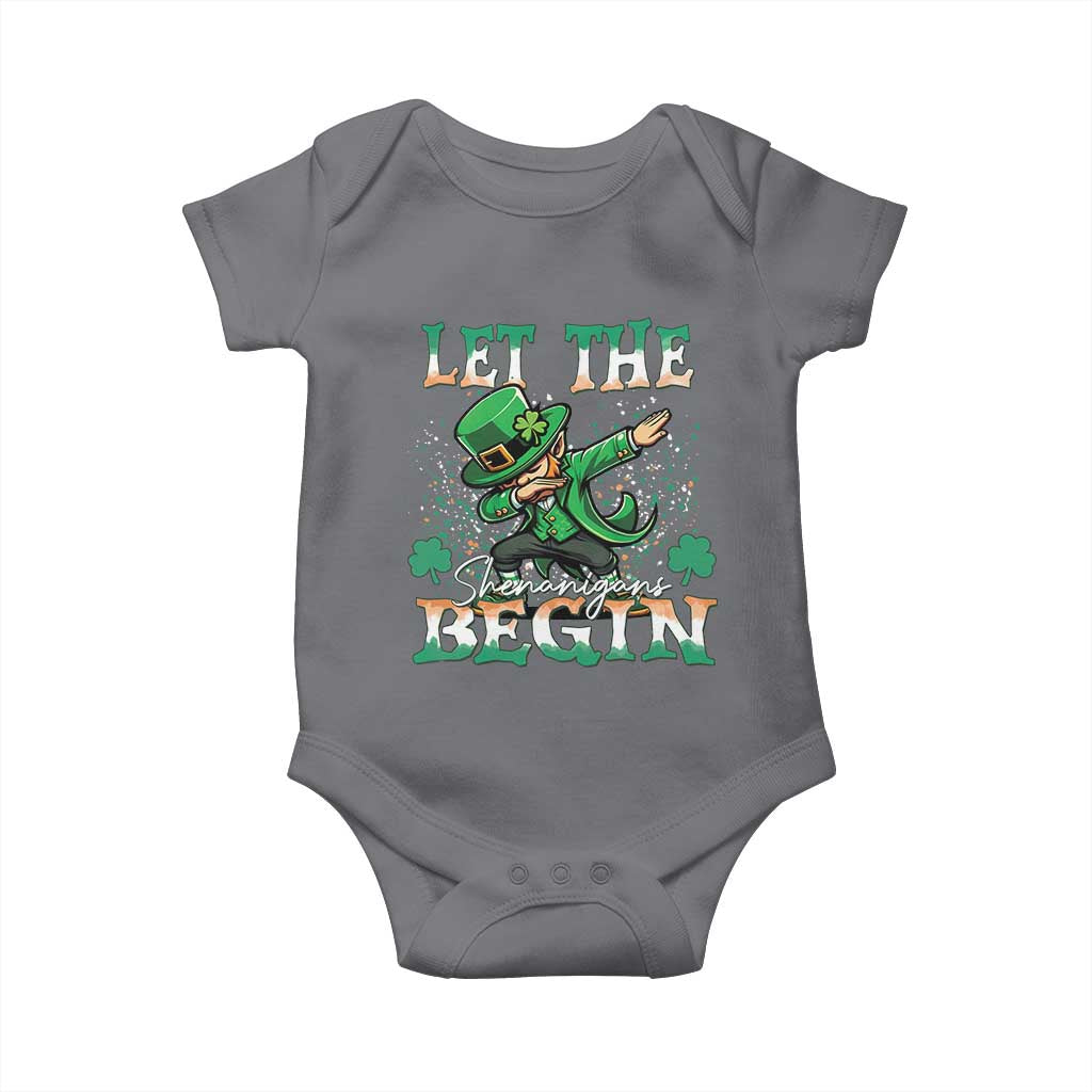 Funny Let The Shenanigans Begin Baby Onesie Dabbing Leprechaun St Patrick's Day
