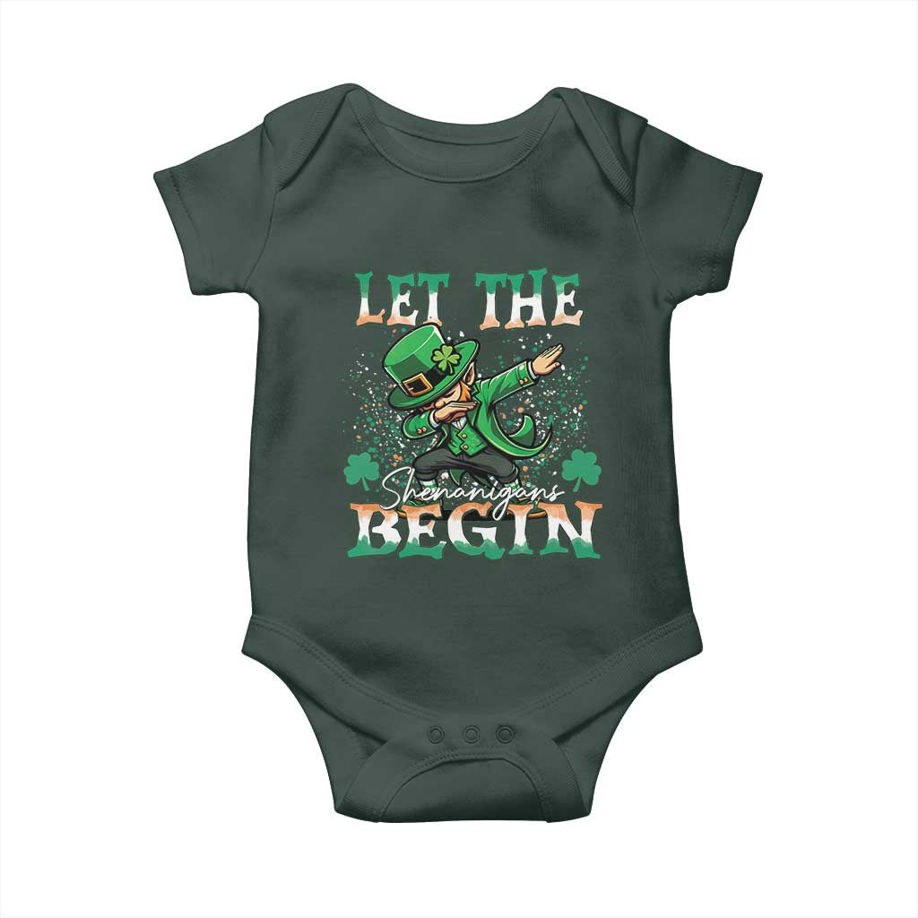 Funny Let The Shenanigans Begin Baby Onesie Dabbing Leprechaun St Patrick's Day