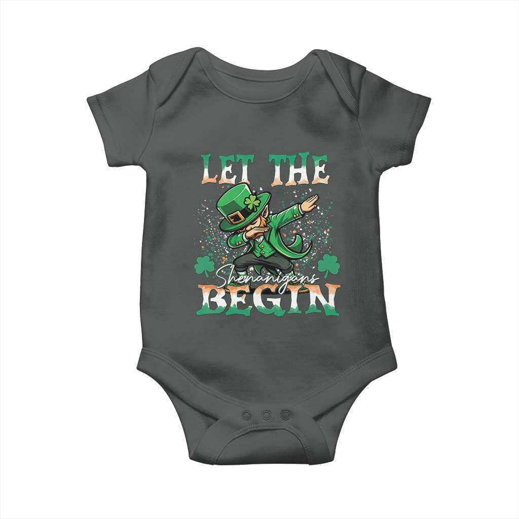 Funny Let The Shenanigans Begin Baby Onesie Dabbing Leprechaun St Patrick's Day