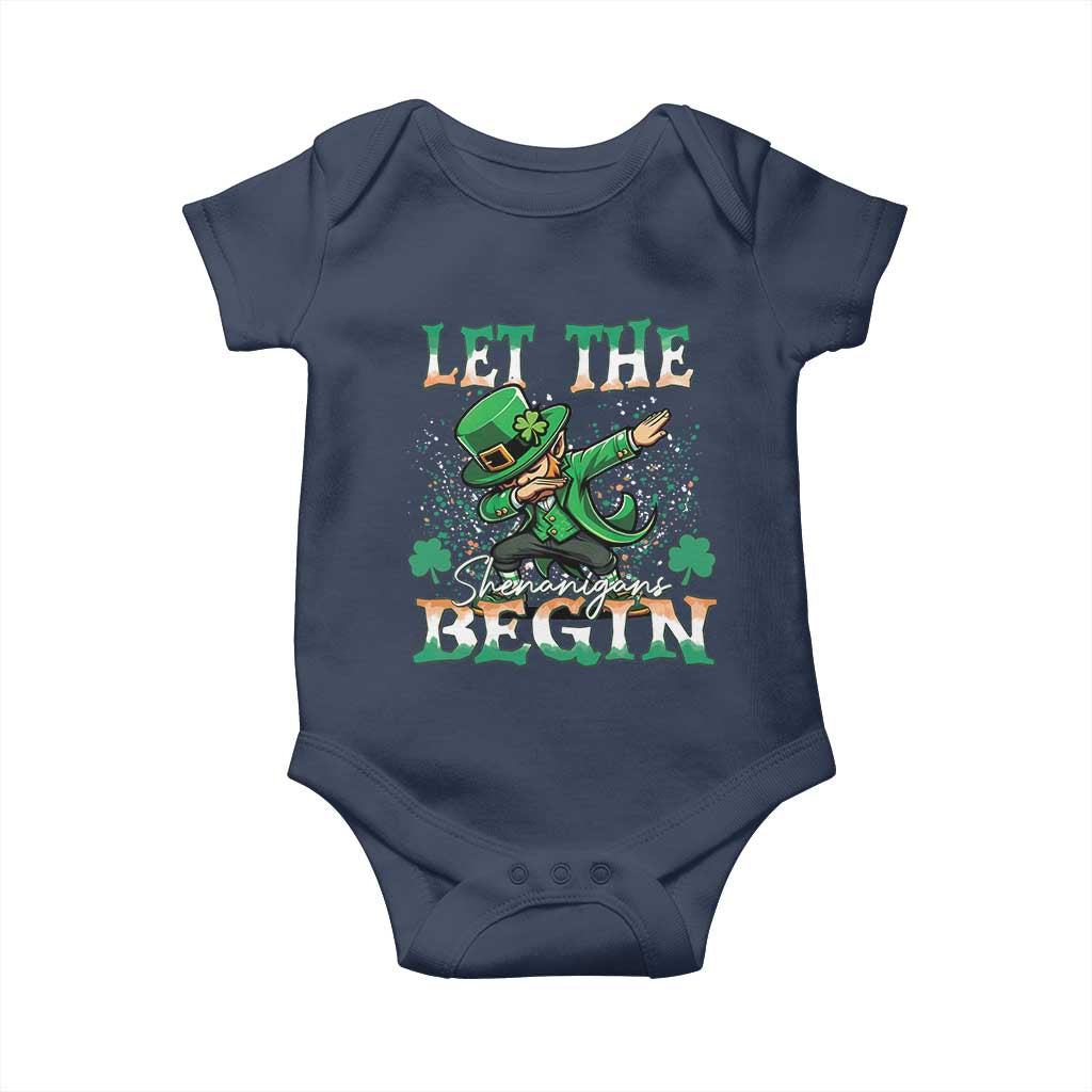 Funny Let The Shenanigans Begin Baby Onesie Dabbing Leprechaun St Patrick's Day