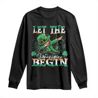 Funny Let The Shenanigans Begin Long Sleeve Shirt Dabbing Leprechaun St Patrick's Day