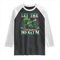 Funny Let The Shenanigans Begin Raglan Shirt Dabbing Leprechaun St Patrick's Day