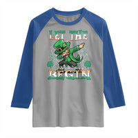 Funny Let The Shenanigans Begin Raglan Shirt Dabbing Leprechaun St Patrick's Day