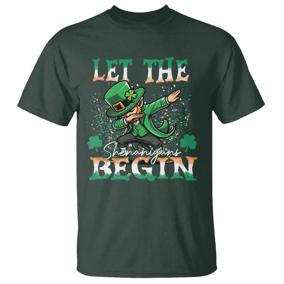 Funny Let The Shenanigans Begin T Shirt Dabbing Leprechaun St Patrick's Day