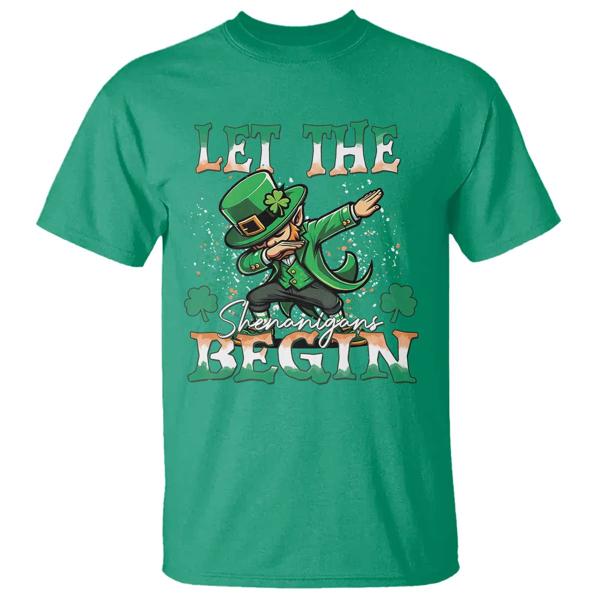 Funny Let The Shenanigans Begin T Shirt Dabbing Leprechaun St Patrick's Day
