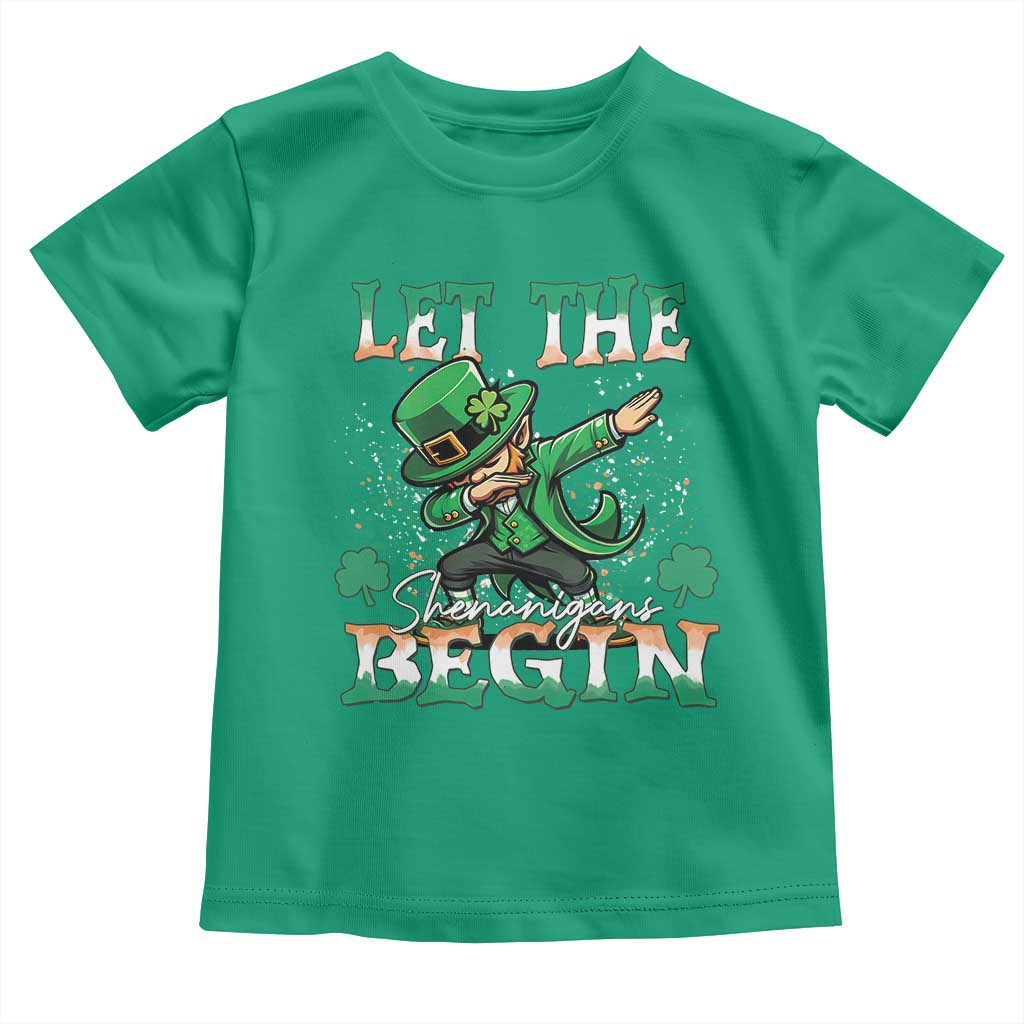Funny Let The Shenanigans Begin Toddler T Shirt Dabbing Leprechaun St Patrick's Day