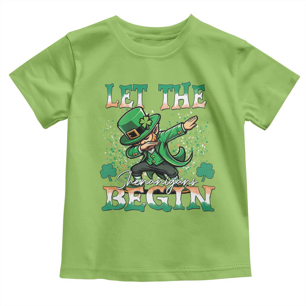 Funny Let The Shenanigans Begin Toddler T Shirt Dabbing Leprechaun St Patrick's Day