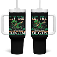 Funny Let The Shenanigans Begin Tumbler With Handle Dabbing Leprechaun St Patrick's Day
