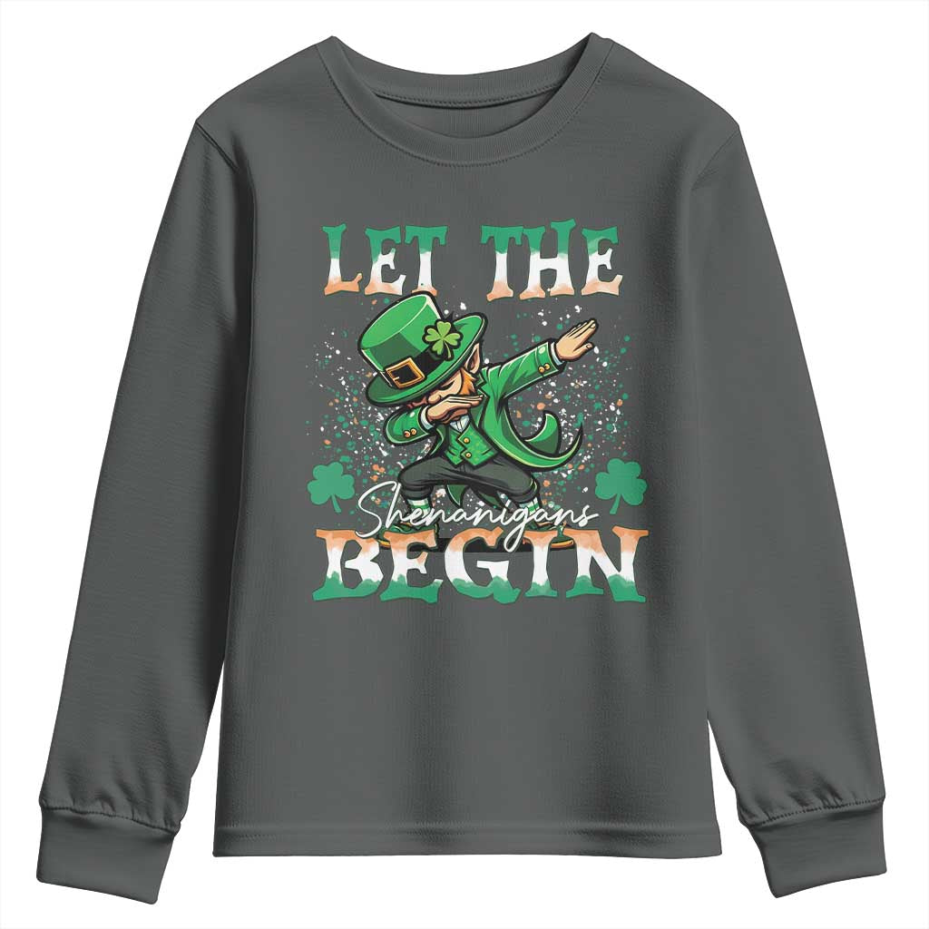 Funny Let The Shenanigans Begin Youth Sweatshirt Dabbing Leprechaun St Patrick's Day