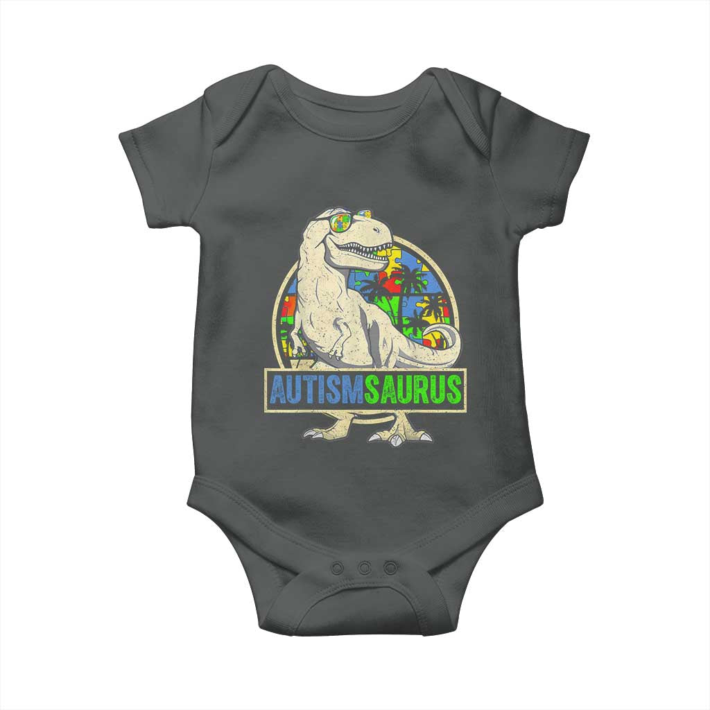 Funny Autism Awareness Dinosaur Baby Onesie Autismsaurus Puzzle Pieces