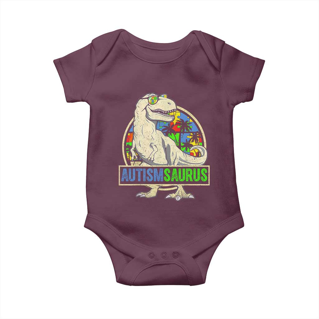Funny Autism Awareness Dinosaur Baby Onesie Autismsaurus Puzzle Pieces