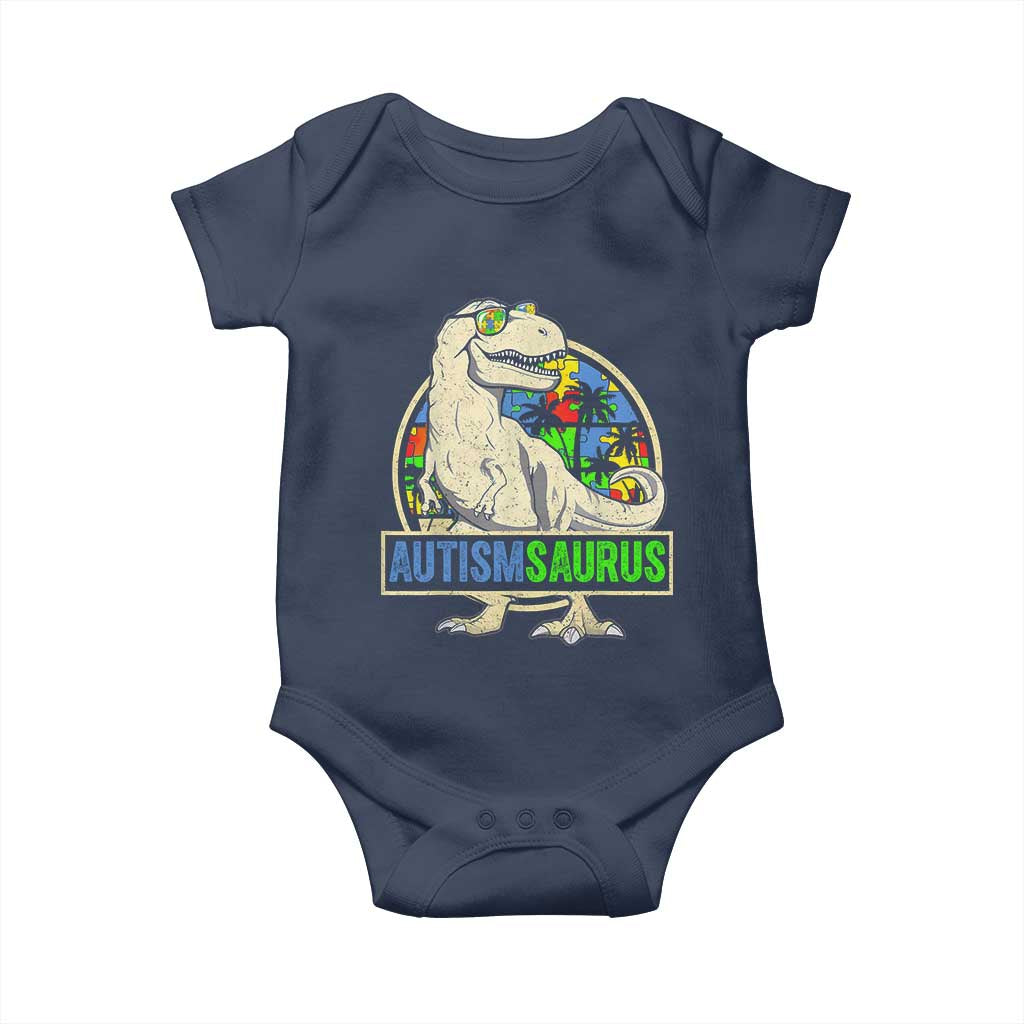 Funny Autism Awareness Dinosaur Baby Onesie Autismsaurus Puzzle Pieces