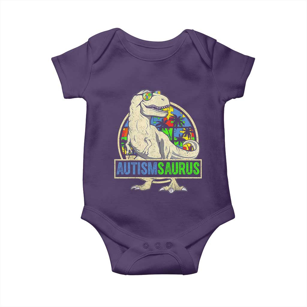 Funny Autism Awareness Dinosaur Baby Onesie Autismsaurus Puzzle Pieces