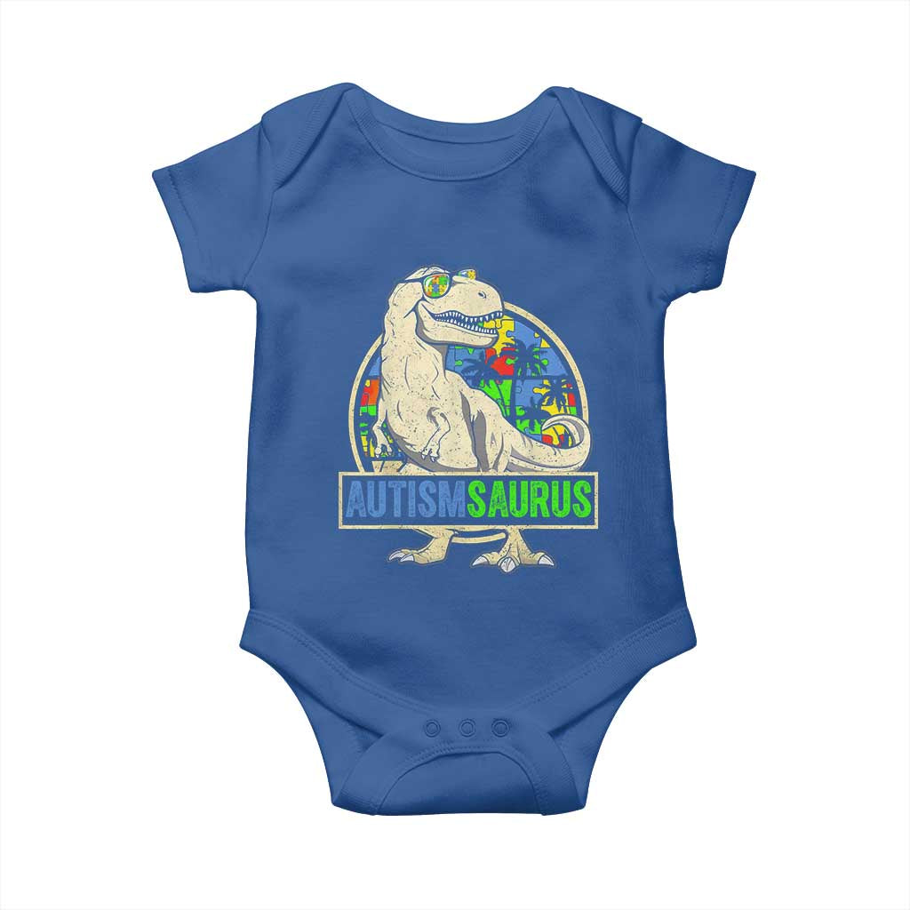 Funny Autism Awareness Dinosaur Baby Onesie Autismsaurus Puzzle Pieces
