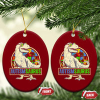 Funny Autism Awareness Dinosaur Ceramic Ornament Autismsaurus Puzzle Pieces